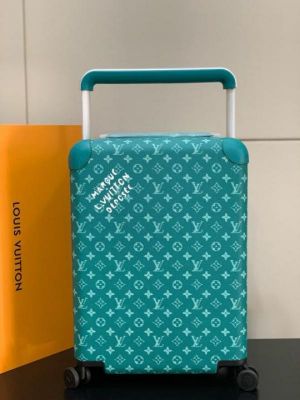 Louiis Vuitton LV Trolley Horizon Genuine Leather Luggage & Travel Bag With OG Box & Dust Bag (Green - 1167)