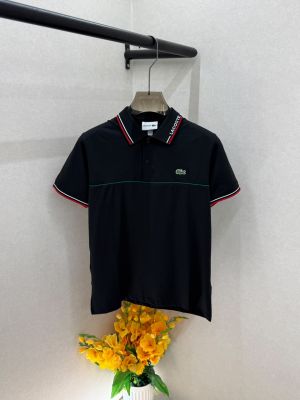Lacost Black Premium Collar Neck Polo T-shirt With Brand Box Packing F3800-BL