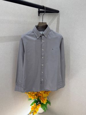 Lacost Linen Gray Embroidery Logo Premium Shirts F4029-GY