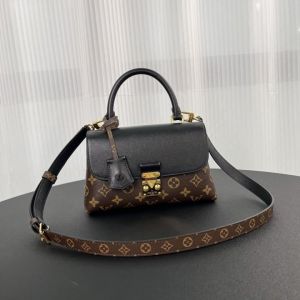 Louii_s vuitton madeleine top handle bag with double box((M27574-black)