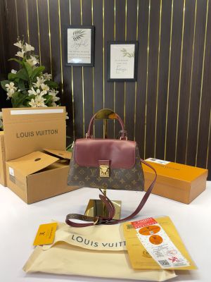 Louii_s vuitton madeleine top handle bag with double box((M27574-maroon)