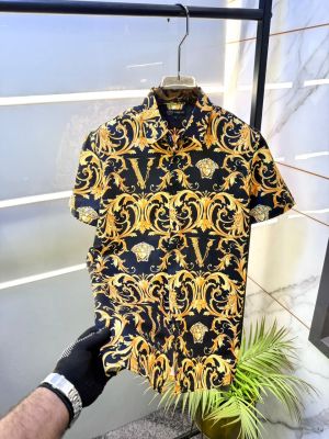 Versace Imported Black Premium Half Sleeves Printed Shirt F5088-B1