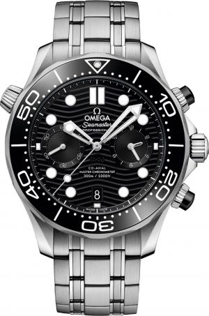 Omegg_a Seamaster Diver 300M Co-Axial Master Chronometer Chronograph silver Black