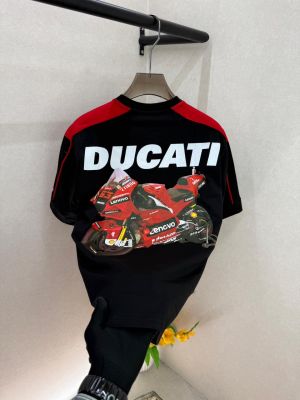 Pum x Ducati Edition Black Drop Shoulder Back Print Premium Round Neck T-shirt F3812-BL