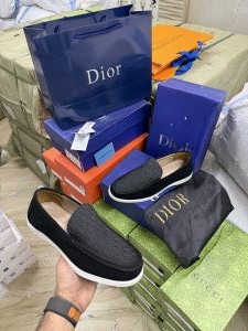 Dioor Mens Suede Loafers Black