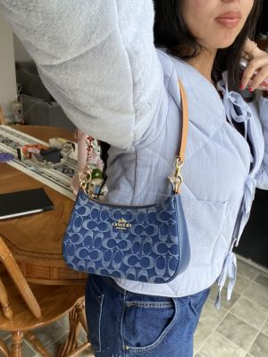 Coacch Teri Shoulder Bag Signature Denim Blue Canvas With OG Box Dust Cover
