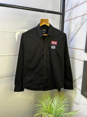 Sale Hacket Black Oxford Lycra Embroidery Logo Premium Shirts F2628-B1