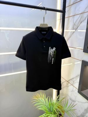 Emporio Arma_ Polo Premium Black Collar Neck T-shirt F5122-BL