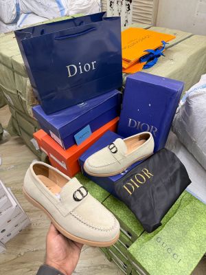 Dioor CD Logo Beige Suede Loafer