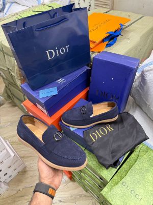 Dioor CD Logo Navy Suede Loafer