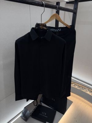 Arma_ Exchange Imported Linen Embroidery Print Black Pant Shirt Super Premium Combo F4033-BL