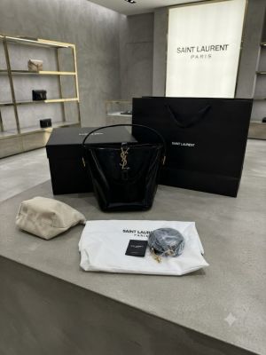 Saint Laurent Ysl Le 37 Patent Glossy Leather Bucket Bag with ogbox Carrybag etc Model 669