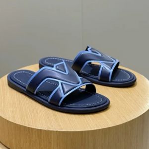 Louiis Vuitton Oasis Mule Marine (navy blue) grained two-tone light blue trim