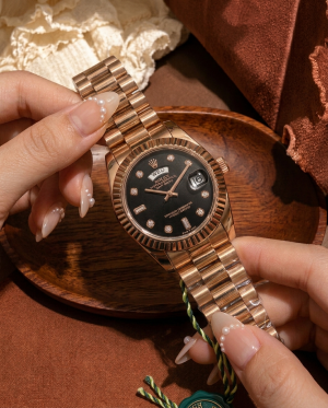 Rolee_x Oyster Perpetual Day Date Diamond Copper Black