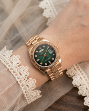 Rolee_x Oyster Perpetual Day Date Diamond Copper Green