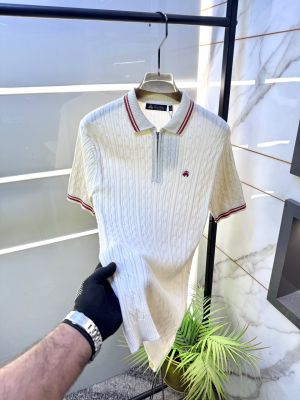 Brooks Brothers knitted White Zipper Super Premium Collar Neck Polo T-shirt F3587-WH
