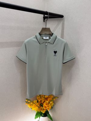 Ami Logo Pista Premium Collar Neck Polo T-shirt With Brand Box Packing F3689-PI
