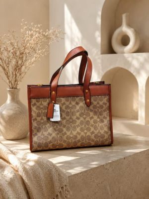 Coaach Field Tote Bag With OG Double Box & Dust Bag & Shoulder Strap (Brown - 1221)
