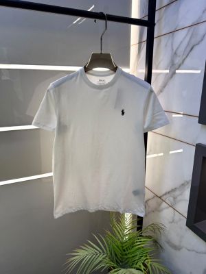 Ralp_Lauren White Round Neck Embroidery Logo Premium Polo T-shirt F5070-WH
