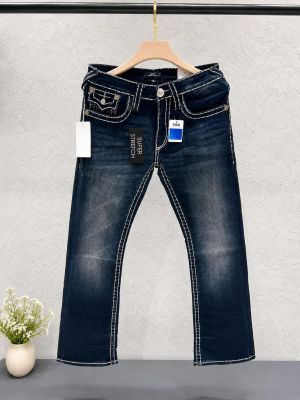 True Religion Blue Shade Bootcut Fit Premium Imported Fabric Denim with Back Flap pockets and Embroidered work 4541