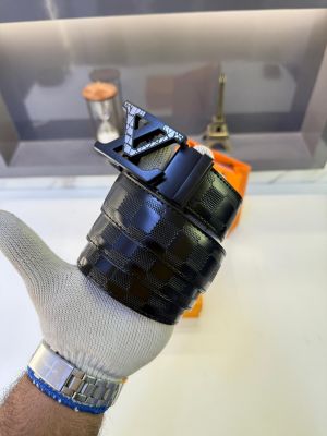 Lv_Loui_Vuitton Black Grey Belt Fa 1311