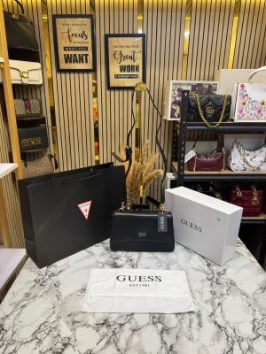 Guess Noelle Crossbody Flap Bag With Box And Dust Bag Including Carry Bag (Black)