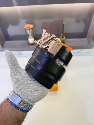 Lv_Loui_Vuitton Gold Glossy Reversible Belt Fa 1158
