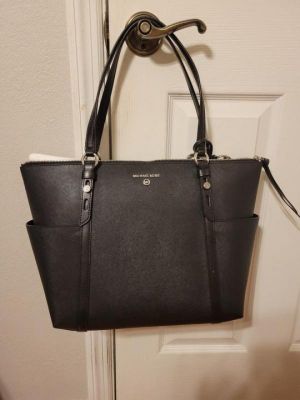 Michael Kor mk Sullivan Side Cut Tote Bag With Dust Bag (Black)