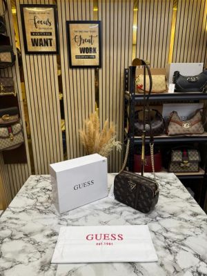 Guess Noreen Crossbody Bag With Box And Dust Bag (Coffee)
