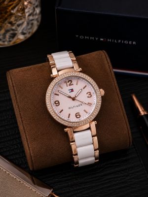 Tommy Hilfigher Women White Rosegold Dial