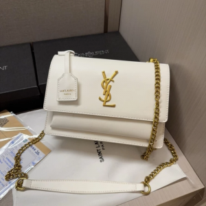 Ysl Saint Laurent Sunset shoulder bag features crocodile-embossed leather and signature gold-tone YSL hardware With Box premium quality 6615