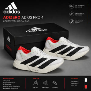 ADIIDAS ADIZERO ADIOS PRO 4 WHITE BLACK RED (FIX)