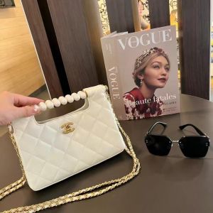 Channel Pearl Classic Flap Shoulder Bag With OG Box & Dust Bag (White - 1161)