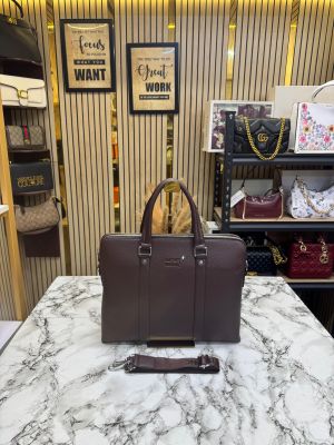 Mont Blanc Brown Leather Briefcase Laptop Bag With Strap (MW1967-5)