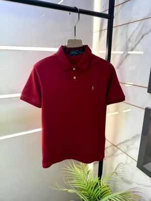 Ralp Lauren Maroon Polo Premium Collar Neck T-shirt F3834-MA