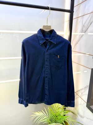 Ralp Lauren Dark Blue Embroidery Logo Super Premium Denim Shirt F3744-B1