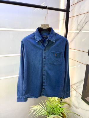 Ralp Lauren Blue Embroidery Logo Super Premium Denim Shirt F3744-BU