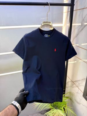 Ralp_Lauren Navy Round Neck Embroidery Logo Premium Polo T-shirt F5070-NY