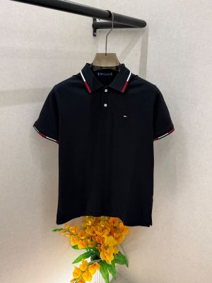 Tomm Hilfiger Premium Black Collar Neck Polo T-shirt With Brand Box Packing F4001-BL