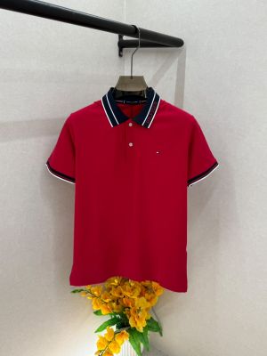 Tomm Hilfiger Premium Red Collar Neck Polo T-shirt With Brand Box Packing F4001-RE