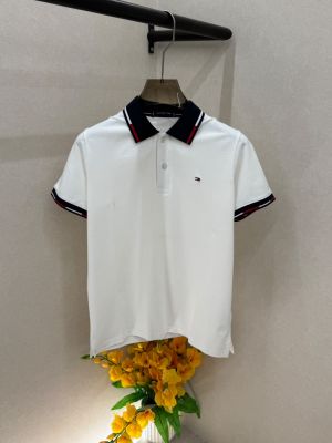 Tomm Hilfiger Premium White Collar Neck Polo T-shirt With Brand Box Packing F4001-WH
