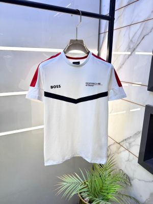 Boss x Porsche Edition White Premium Round Neck Polo T-shirt F5131-WH