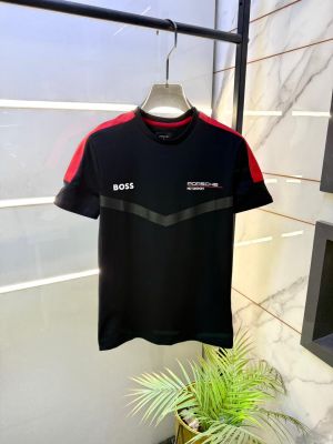 Boss x Porsche Edition Black Premium Round Neck Polo T-shirt F5131-BL