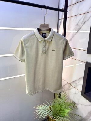 Boss Cream Polo Neck Premium Collar T-shirt