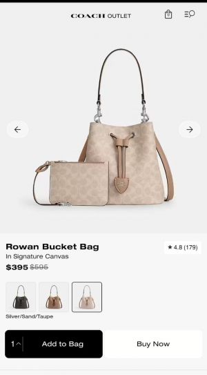 Coacch Rowan Signature Beige Bucket Bag With Small Removable Zip Pouch With OG Box & Dust cover Milk Tea