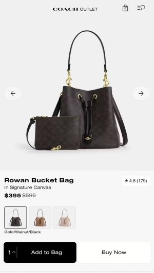 Coacch Rowan Signature Black Brown Bucket Bag With Small Removable Zip Pouch With OG Box & Dust cover Black Brown
