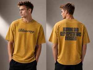 BLUORNG Premium Quality Washed Denim Round Neck Tshirt GZ_0475