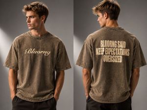 BLUORNG Premium Quality Washed Denim Round Neck Tshirt GZ_0476