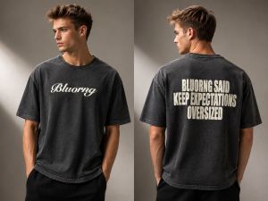 BLUORNG Premium Quality Washed Denim Round Neck Tshirt GZ_0477