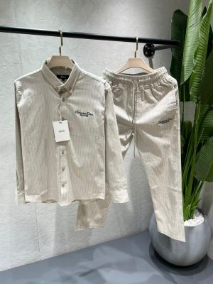 Christian Dio Linen Fabric Premium Tracksuit With Front And Back Embroidered Logo 4551